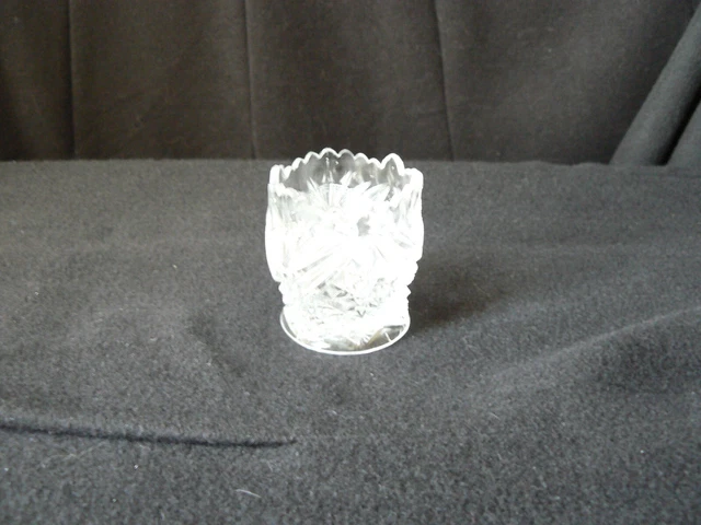 North Star-Stippled Fans Tooth pick holder # 502 Lancaster Glass Co. 1913. EAPG