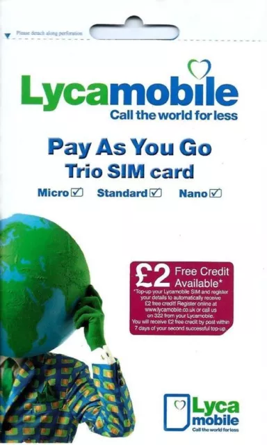 Lyca Mobile SIM Card PAY AS YOU GO SEALED 4G Data Trio Sim nano mini PAYG