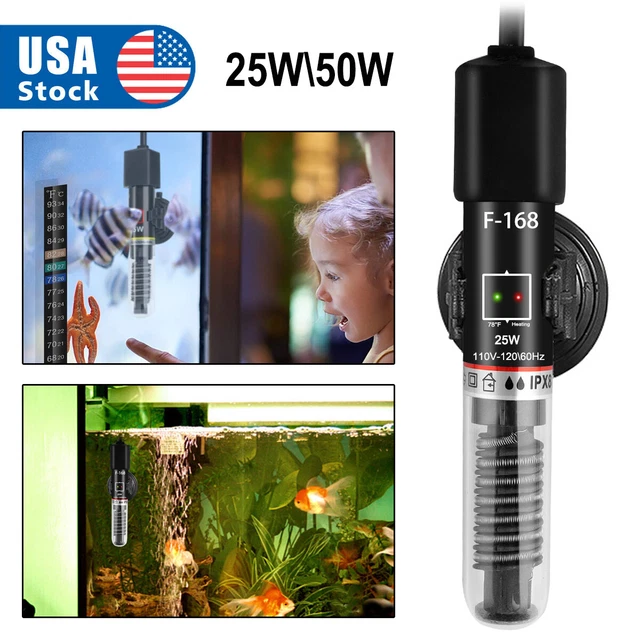 25W/50W Aquarium Heater Betta Fish Tank Heater For 1-5 Gallon Small Fish Tank US