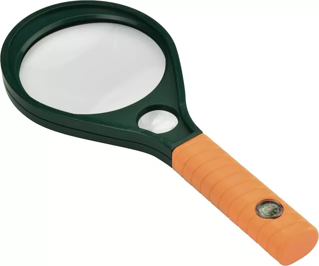 Magnifying Glass 75mm LARGE MAGNIFIER READING GLASS LENS Aid HANDHELD + Compass