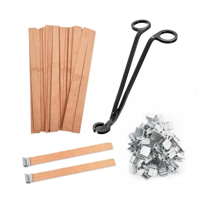 50pcs Bois Bougie Mèche Avec Acier Support Coeur Pour DIY Faisant Supplies Neuf