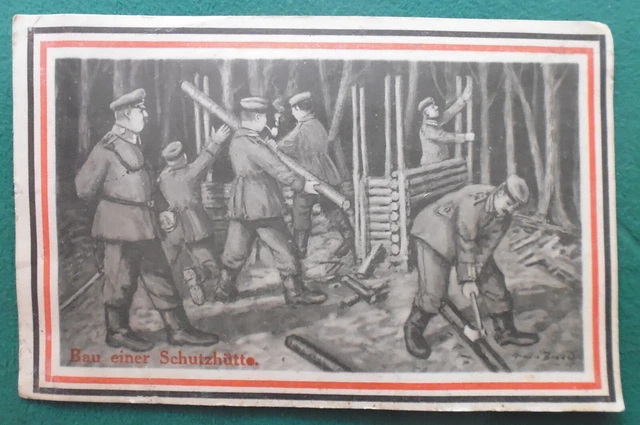 PK - Soldaten - Bau einer Schutzhütte - Feldpost - Inf Reg 148 -