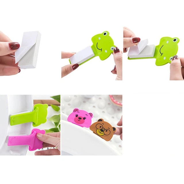 Pegatina de manijas de inodoro de diseño de dibujos animados PP blanco gatito hierba verde rana