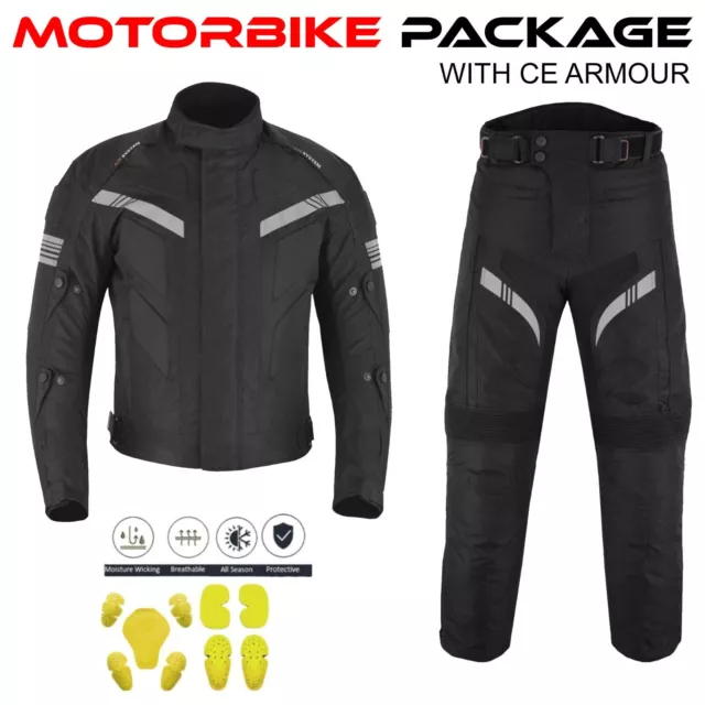 Motorcycle Racing Suit Cordura Waterproof Motorbike Jacket Trouser CE Armoured