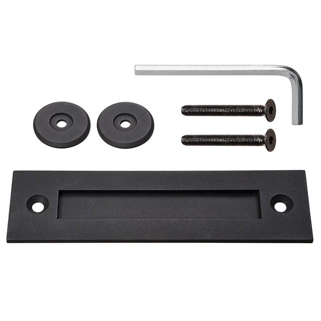 12" Matte Black Sliding Barn Door Pull Flush Handle Gate Hardware Set Cast Iron 9