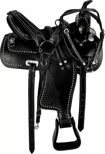 Premium Leather Western Pleasure Trail Barrel Racing Adult Horse Tack Saddle