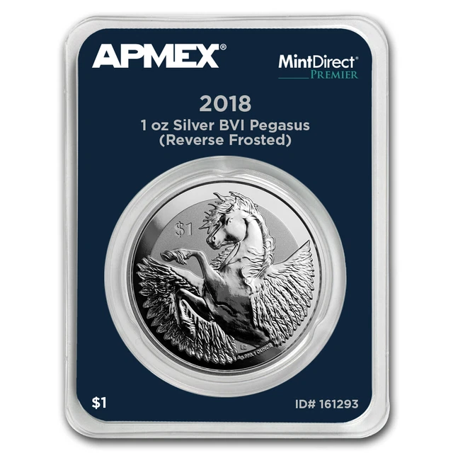 2018 BVI 1 oz Silver Pegasus Rev Frosted (MintDirect® Premier) - SKU#161293