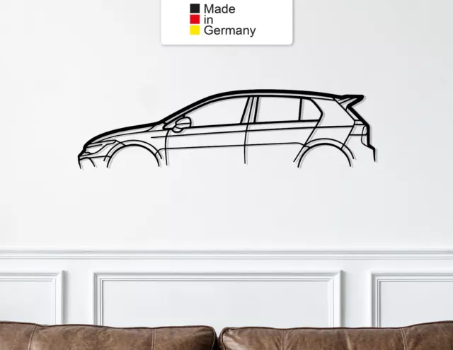 für Golf 8 R Classic, Metall Wandbild, Wanddeko, Auto Silhouette, Metal Wall Art