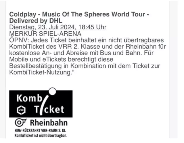 4 x Coldplay Tickets Düsseldorf 23.07. ✨ Block 8 Sitzplatz  Vorabverkauf