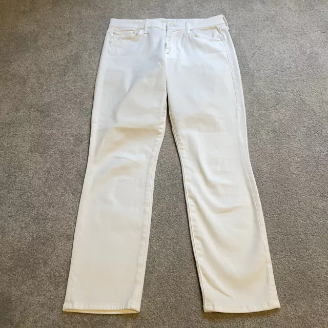 MOTHER Jeans Womens 28 White The Looker Crop Glass Slipper Skinny Stretch Pocket