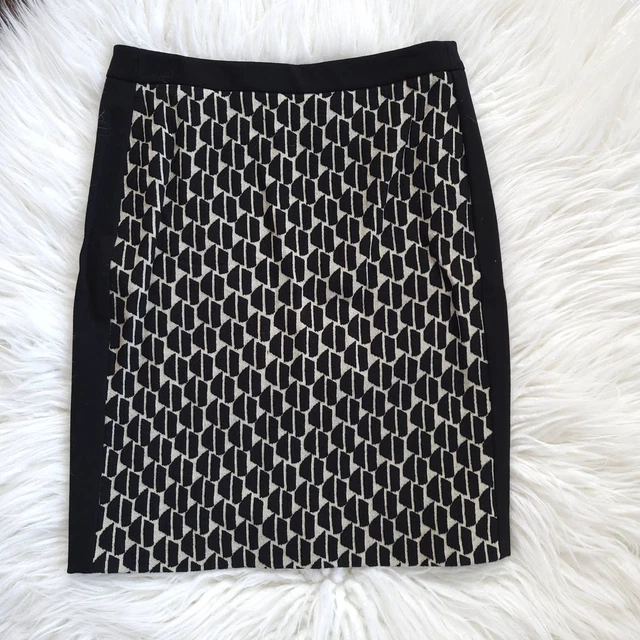 Diane von Furstenberg Alys Houndstooth Knit Pencil Skirt Wool Black White 6
