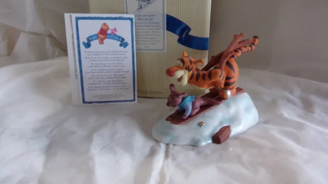 Pooh & Friends LOOK OUT SNOW! Here we go! Tigger Roo Skiing Porcelain Winnie the