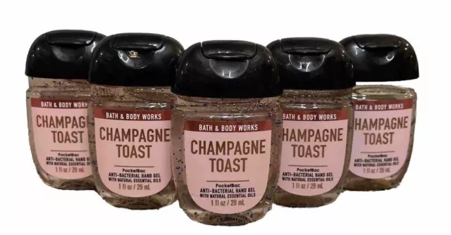 Bain Et Body Works ~ Champagne Toast ~ Anti Bac Gel Ensemble X 5 Pocketbac Neuf