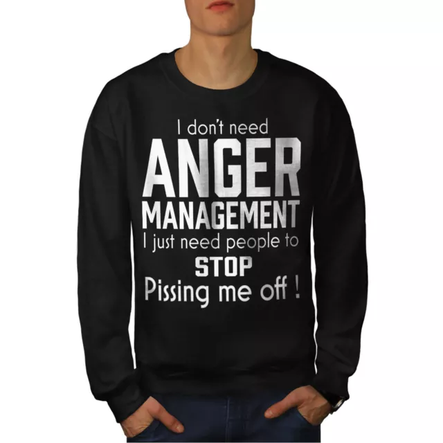 Wellcoda Anger Management Mens Sweatshirt, Slogan Casual Pullover Jumper