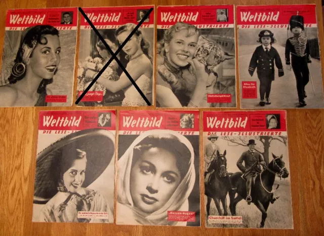 6 alte Weltbild, Die Lese Illustrierte 1951 & 1952 seltene Fotos, Reklame