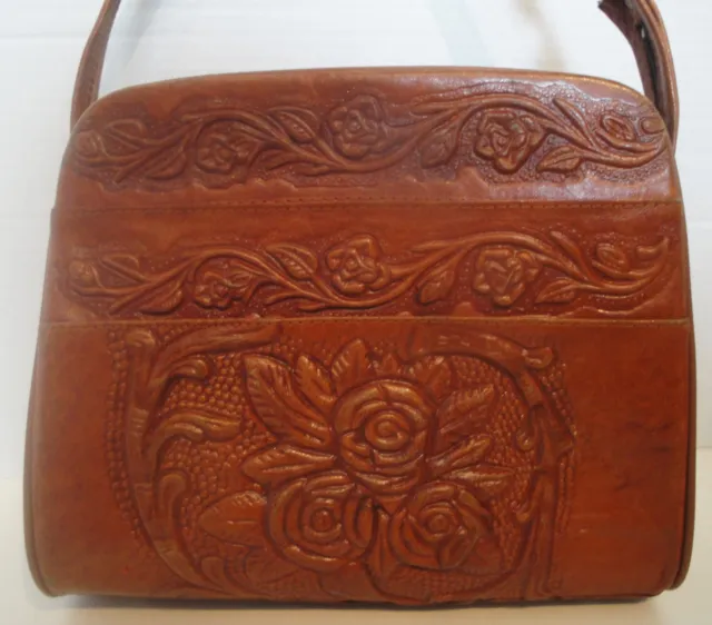 VINTAGE MEXICAN TOOLED Leather Purse Pocketbook Handbag $24.99 - PicClick