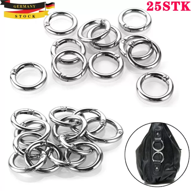 25 stk Rund Schnappfeder Verbinder Schlüssel Ring RundKarabinerhaken Buckle DE