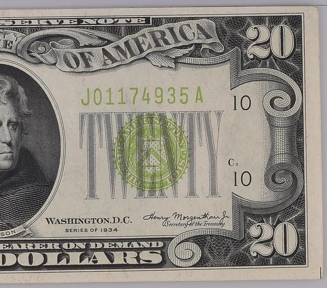 Fr 2054-Jlgs 1934 $20 Federal Reserve Note (Gorgeous) Light Green LGS PMG 55 EPQ