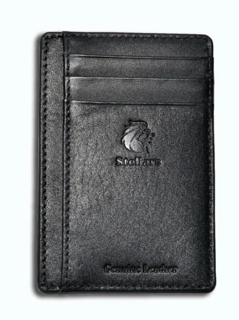 Slim Handmade Genuine Leather Card Holder - Thin Wallet - ID Window 7 Card Slots