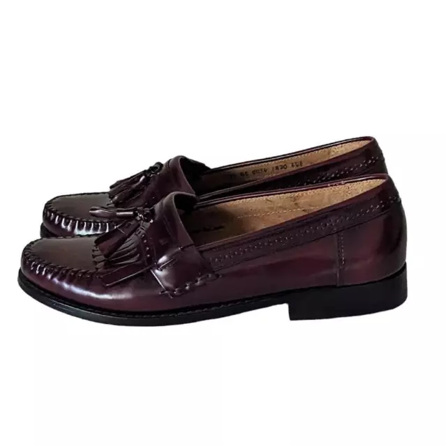 BASS WEEJUNS PENNY Loafers Leather Tassel Burgundy Classic Preppy 11EE ...
