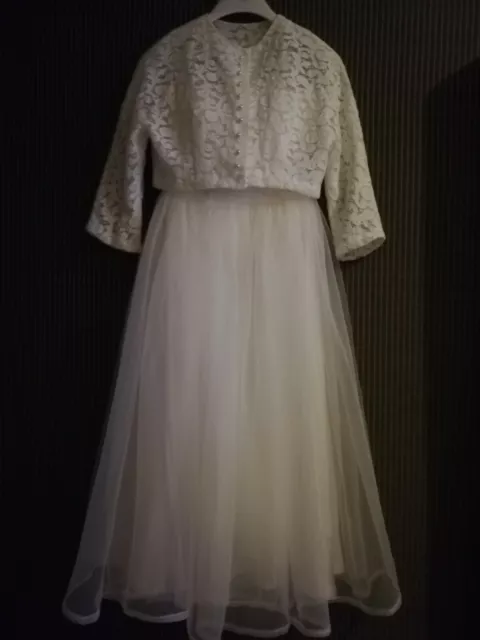 Vintage Brautkleid mit Corsage, cremeweiß, Gr. 34-38 (s. Beschreibung) 2