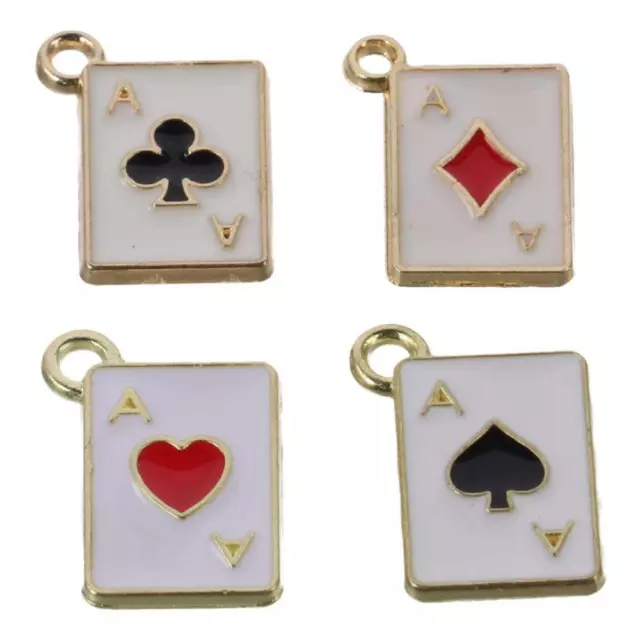 HEART SHAPE ENAMEL Pendants Plum blossom Poker Card Charms DIY Jewelry ...