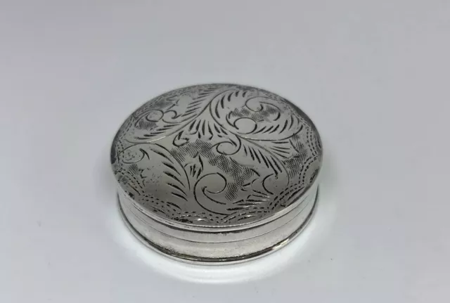 Sterling Silver Round Pill Box With Pattern