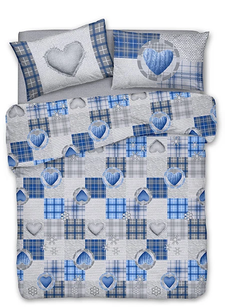 Copripiumino Sacco Piumone Cotone Flanella Pensieri Delicati Disegno Chalet Singolo Blu 93284692