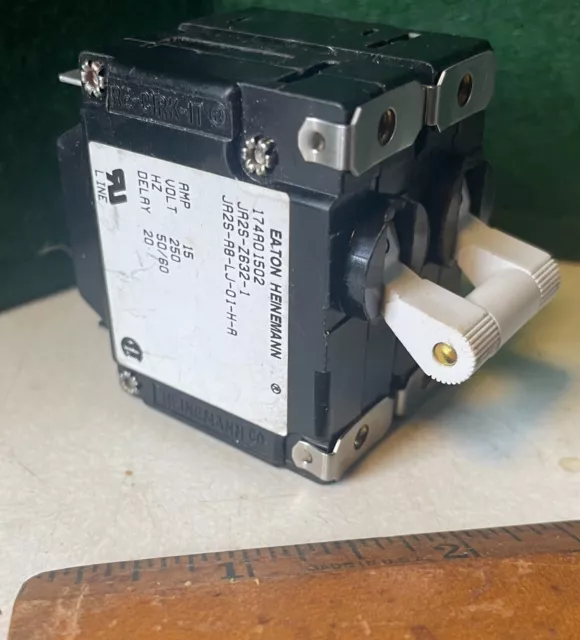 Eaton Heinemann JA2S-A8-LJ-01-H-A 15 Amp 250 Volt Circuit Breaker