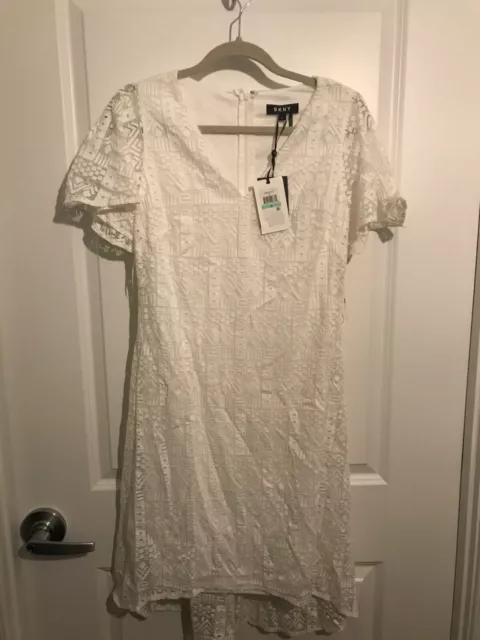 DKNY - White Lace / Geometric Dress - Perfect for Wedding Shower or Winery
