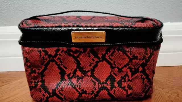 Samantha Brown Cosmetic/Travel Tote (Snakeskin Texture RED & Black)