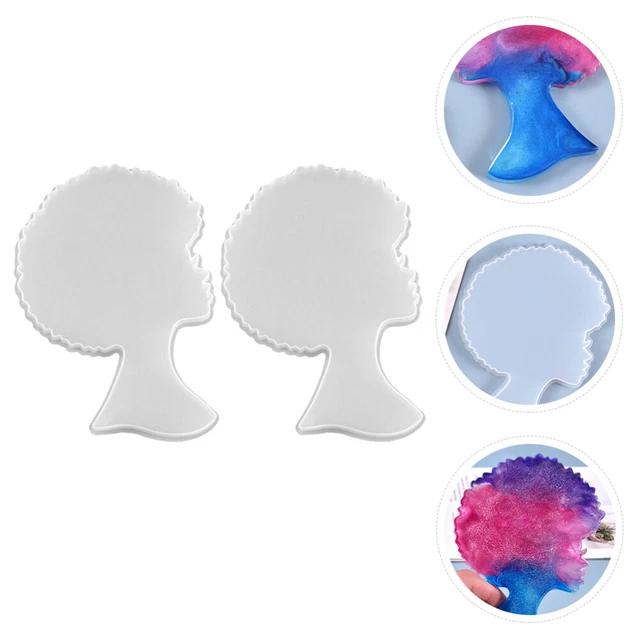2 piezas Afro Femenina Cabeza Molde de Silicona Negro Mujeres Resina de Cabeza Formes Mujeres