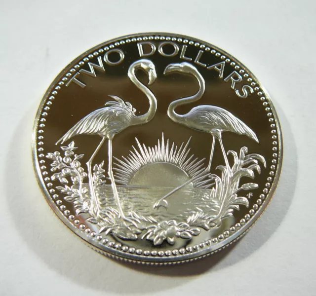 Bahamas 1976  Silver Proof Two Dollars  - Flamingos