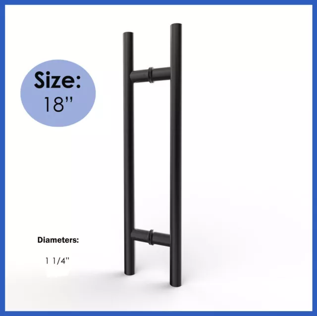 18" Entry Front Door Long ladder Door Pull Handle Black Stainless Steel Entry