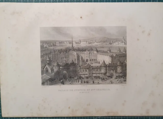 gravure hors-texte originale année 1881 (réf122) Paris palais de Justice XIVème