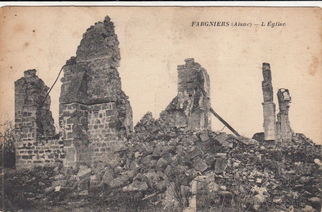 CPA GUERRE 14-18 WW1 FARGNIERS l'église écrite
