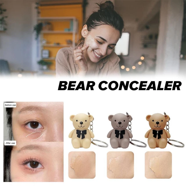 Linda base correctora de llavero de oso cobertura de círculo oscuro cosméticos