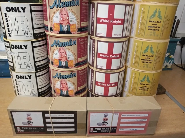 6 assorted beer labels