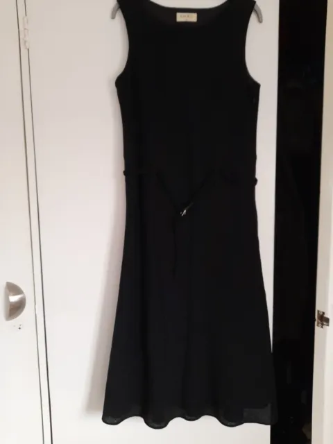 Womans Kaliko Black Sleeveless Belted Side Zip Dress Size 14