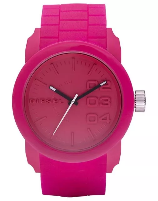 Diesel DZ1439 Unisex Pink Silicone Analog Dial Quartz Genuine Wrist Watch WFH12