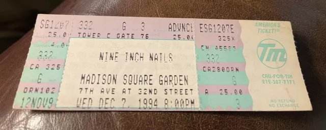 Nine Inch Nails/Marilyn Manson Unused Concert Ticket New York, Ny 12/07/1994