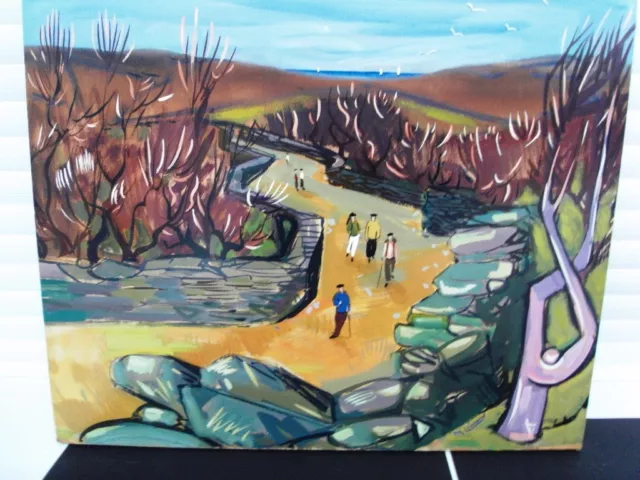 LEONARD Maurice -CHEMIN DE LE PLAGE-HUILE/TECH.MIXTE S/ PAPIER MAROUFLE S/T-1956