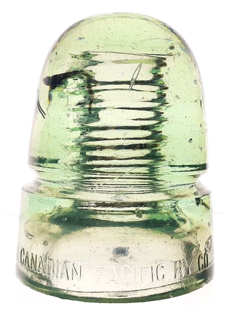 CD 143 Ice Green CANADIAN PACIFIC RY CO Antique Glass Telegraph Insulator L49