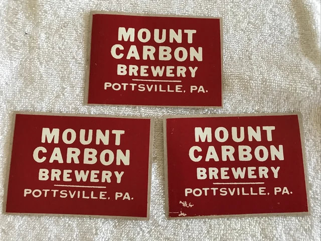 3 Vintage Mount Carbon Brewery Decals, Pottsville, Pennsylvania