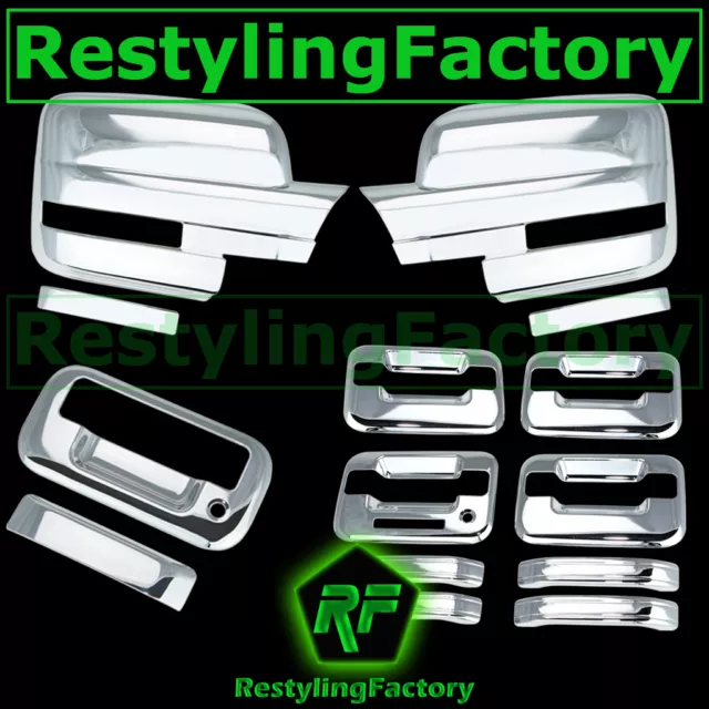 09-14 Ford F150 Chrome Mirror+4 Door Handle+keypad+no PSG keyhole+Tailgate Cover