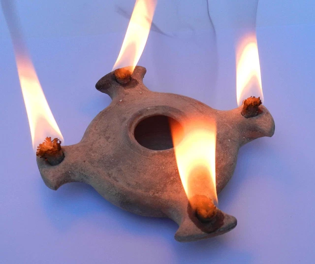 BIBLICAL OIL LAMP HolyLand Ancient Antique Roman Terracotta Clay