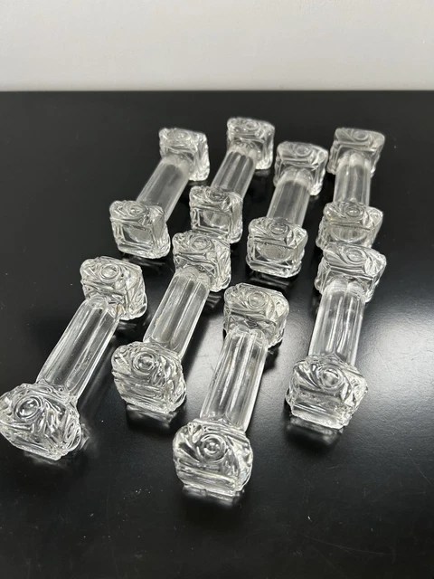 12x porte-couteaux en cristal dans leur étui d'origine avec