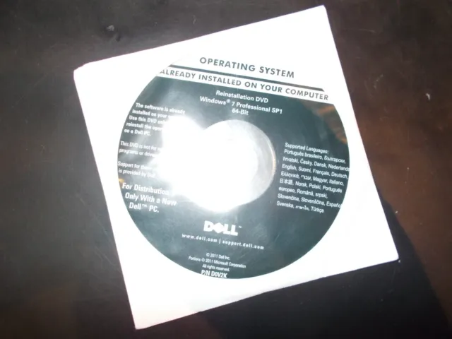 DVD DELL Réinstallation Windows 7 Professionel SP1 64 bit PRO Optiplex 780