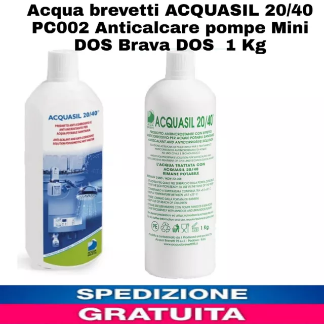 ACQUABREVETTI BOTTIGLIA ACQUASIL 20/40 Pc002 1Kg Liquido Per Minidos EUR  17,99 - PicClick IT