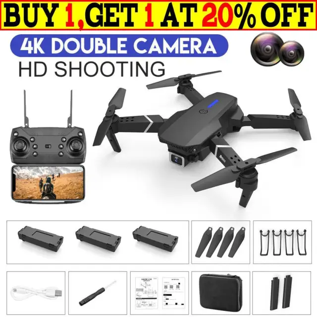 2024 New RC Drone With 4K HD Camera WiFi FPV Foldable Quadcopter + 3 Batteries